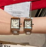 Replica Cartier Tank Louis White Dial Brown Leather Quartz Watch 